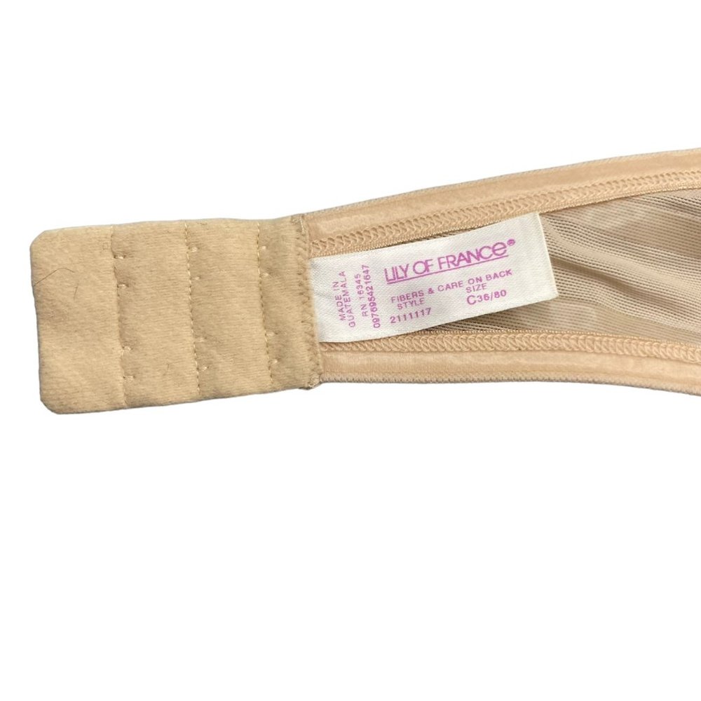 Sold 🎈 Lily of France Strapless bra 36C Style 2111117 underwire beige - Picture 5 of 9